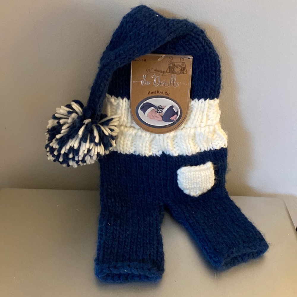Brand new hand knit boys sweater bottoms & hat -smoke free home